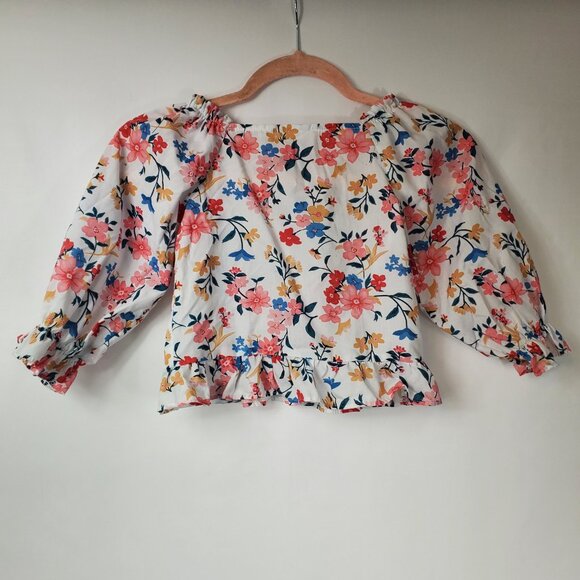 PatPat Wht Floral Long Ruffled Slv & Bottom Adorable Girls Sz 3-4Y Blouse - Picture 9 of 10